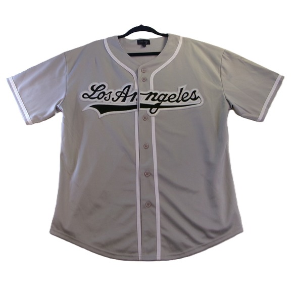 Lime Tree Other - Lime Tree Mens XL Baseball Jersey Grey Los Angeles Script Button Up Athletic